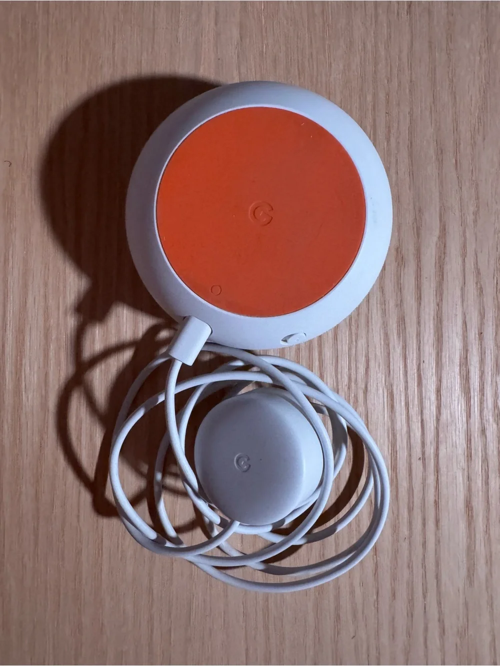 Compact Gray Smart Speaker with Power Adapter - Fabric Finish